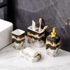 4 Piece Bathroom Accessories Set - Black and White Includes Lotion Dispenser, Toothbrush Holder Tumbler, and Soap Dish - Glossy Finish (Marble, Black, and White) view 4
