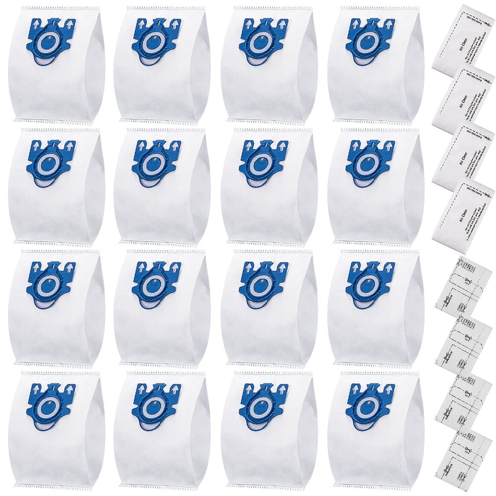 16 Pack Miele AirClean 3D GN Vacuum Cleaner Bags for Miele Vacuum Classic C1, Complete C1 C2 C3, S227/S240, S270, S400,S400i-S456i S2, S5, S8 Series with 4 Motor Protection Filters, 4 AirClean Filters