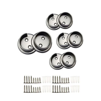 QCAA Heavy Duty Solid Metal Closet Rod Socket Set, 1-3/8'', Satin Nickel, 4 pair, Made In Taiwan