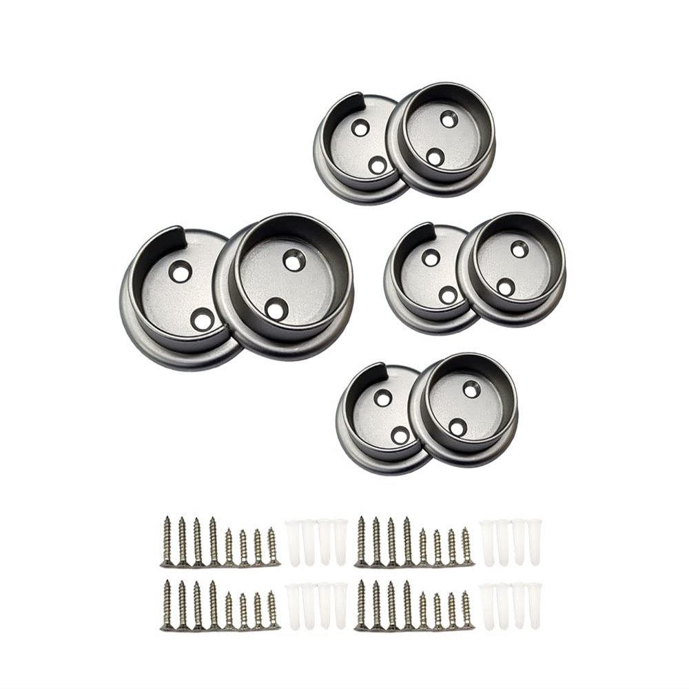 QCAA Heavy Duty Solid Metal Closet Rod Socket Set, 1-3/8'', Satin Nickel, 4 pair, Made In Taiwan