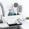 YOHOM Kitchen Sponge Brush Holder for Sink Black Dish Sponge Caddy Countertop Organizer Plastic Scrub Brush Holder with Dividers view 2