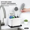YOHOM Kitchen Sponge Brush Holder for Sink Black Dish Sponge Caddy Countertop Organizer Plastic Scrub Brush Holder with Dividers view 3