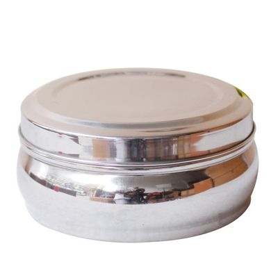 ARTISENIA Mother's Day Gifts Stainless Steel Indian Masala Box Dabba Spice Container 7 Containers and Small Spoon Orange Masala Box 9 X 9 Inch