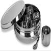 ARTISENIA Mother's Day Gifts Stainless Steel Indian Masala Box Dabba Spice Container 7 Containers and Small Spoon Orange Masala Box 9 X 9 Inch view 2