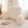 A Nice Night Faux Fur Reading Pillow Bed Wedge Large Adult Children Backrest with Arms Back Support for Sitting Up in Bed/Couch for Bedrest,Ivory view 1