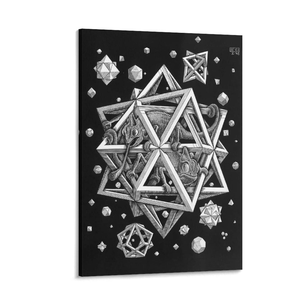 18 Famous Prints by M.C. Escher - Stars by Maurits Cornelis Escher Poster Decorative Painting Canvas Wall Art Living Room Posters Bedroom Painting 24x36inch(60x90cm)