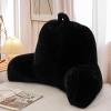 A Nice Night Faux Fur Reading Pillow Bed Wedge Large Adult Children Backrest with Arms Back Support for Sitting Up in Bed/Couch for Bedrest,Black view 1