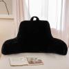 A Nice Night Faux Fur Reading Pillow Bed Wedge Large Adult Children Backrest with Arms Back Support for Sitting Up in Bed/Couch for Bedrest,Black view 3