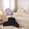 A Nice Night Faux Fur Reading Pillow Bed Wedge Large Adult Children Backrest with Arms Back Support for Sitting Up in Bed/Couch for Bedrest,Black view 4