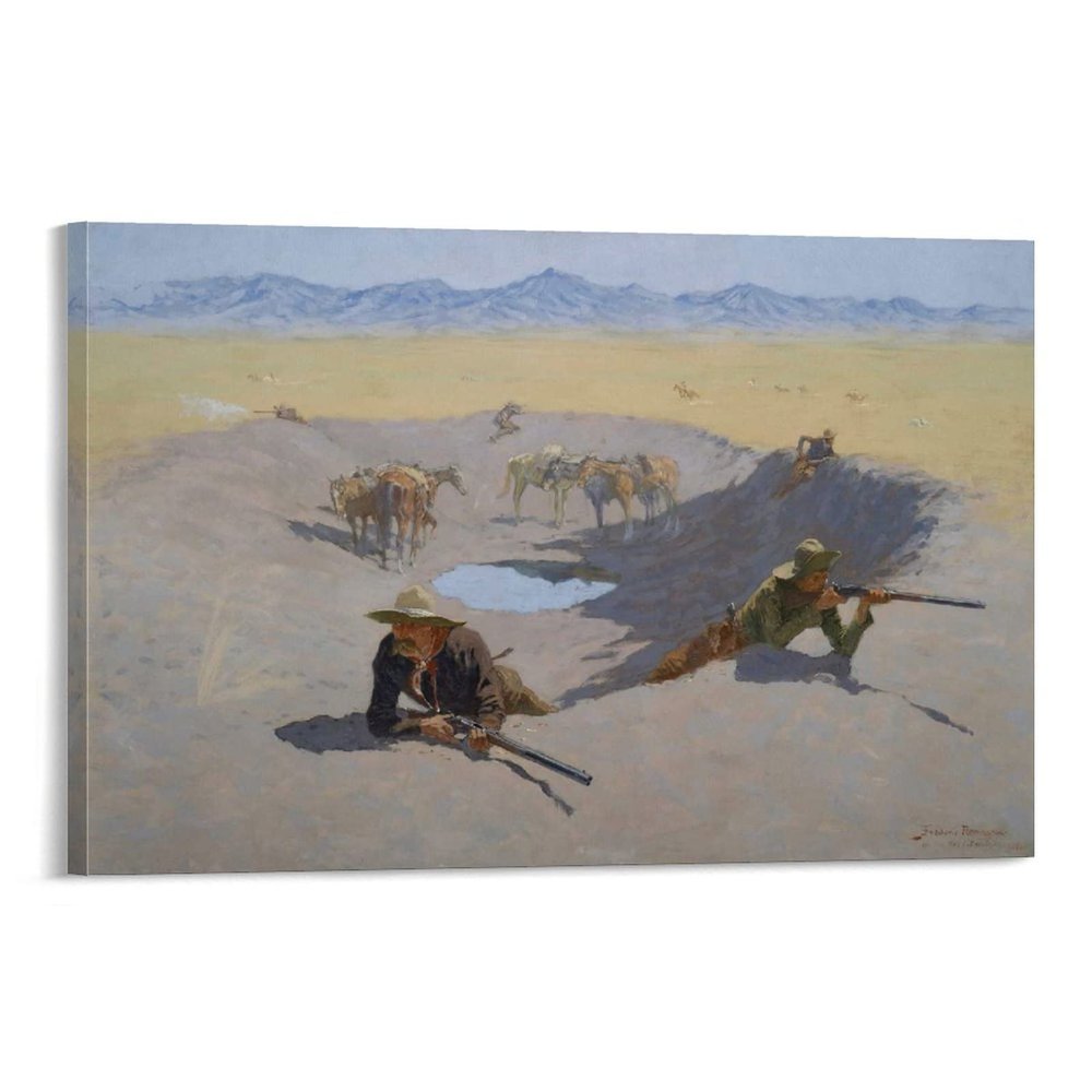 10 Famous Paintings by Frederic Remington - Fight for The Waterhole Poster Decorative Painting Canvas Wall Art Living Room Posters Bedroom Painting 12x18inch(30x45cm)