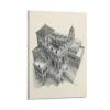 18 Famous Prints by M.C. Escher - Ascending and Descending by Maurits Cornelis Escher Canvas Art Poster and Wall Art Picture Print Modern Family Bedroom Decor Posters 24x36inch(60x90cm) view 1