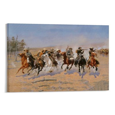 10 Famous Paintings by Frederic Remington - A Dash for The Timber Canvas Art Poster and Wall Art Picture Print Modern Family Bedroom Decor Posters 20x30inch(50x75cm)