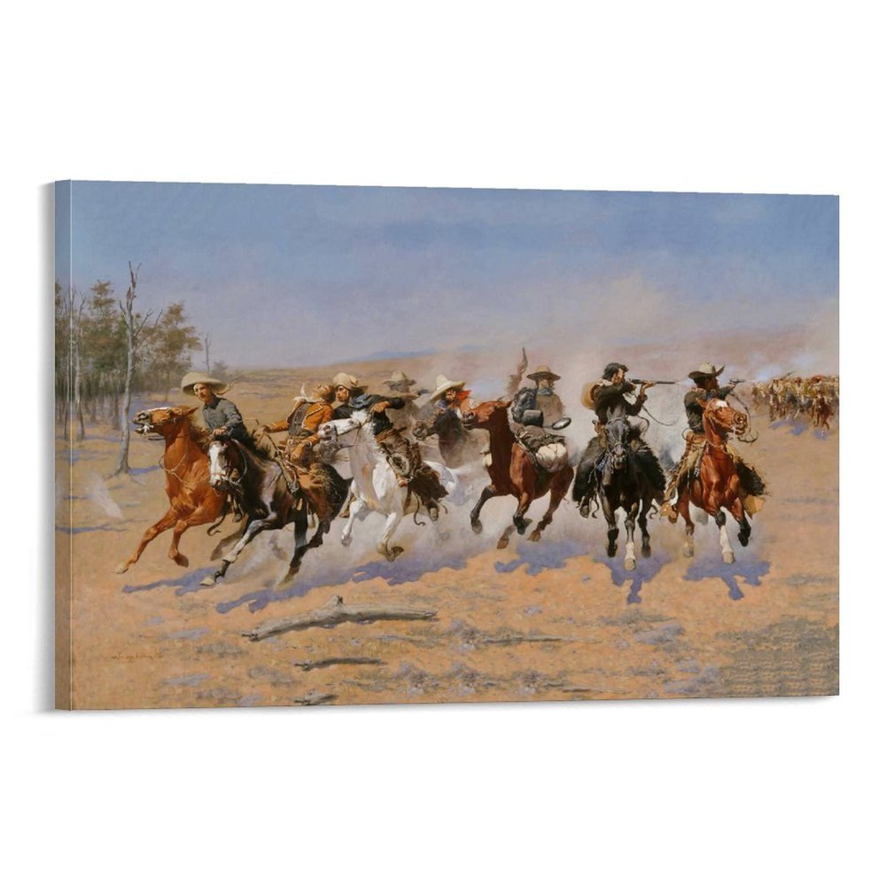 10 Famous Paintings by Frederic Remington - A Dash for The Timber Canvas Art Poster and Wall Art Picture Print Modern Family Bedroom Decor Posters 20x30inch(50x75cm)