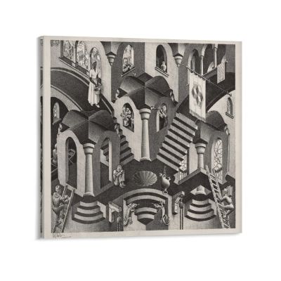 18 Famous Prints by M.C. Escher - Convex by Maurits Cornelis Escher Canvas Art Poster and Wall Art Picture Print Modern Family Bedroom Decor Posters 28x28inch(70x70cm)