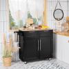 Giantex Kitchen Island Cart, Rolling Island Table with Rubber Wood Tabletop, 2 Drawers, Storage Cabinet & Towel Rack, Bar Kitchen Cart On Wheels for Dining Room (Black) view 2