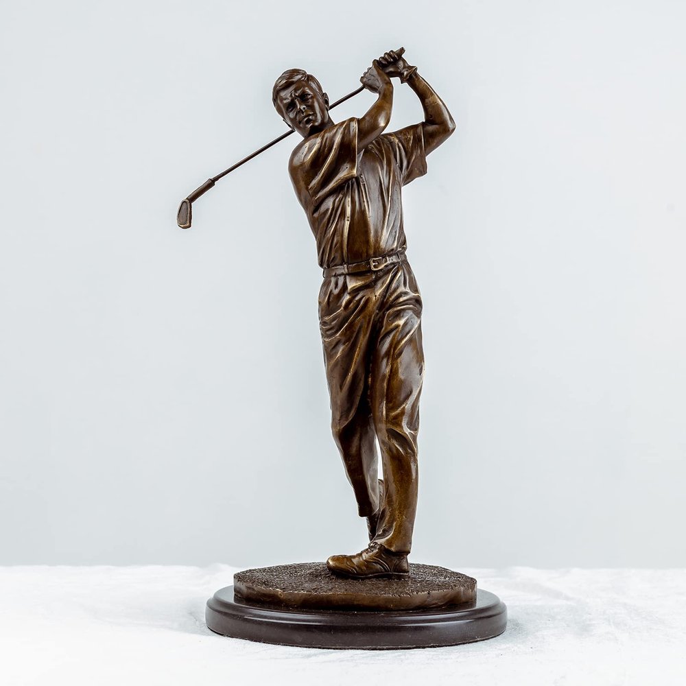 Bronze Sculpture Statue Golfer Figurines 100% Bronze Statue Handemade Art Collectible