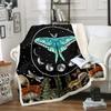 Blue Butterfly Throw Blanket for Bed Sofa Twin Size - Dragonfly Moth Mushroom Moon Phase Fleece Sherpa - Starry Sky Hippie Wild Fungus Plush Boho Bohemian Fuzzy view 1