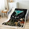 Blue Butterfly Throw Blanket for Bed Sofa Twin Size - Dragonfly Moth Mushroom Moon Phase Fleece Sherpa - Starry Sky Hippie Wild Fungus Plush Boho Bohemian Fuzzy view 2