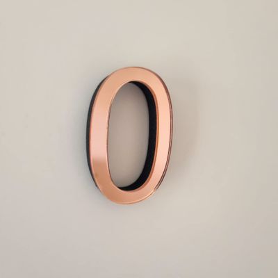 7.5cm x 5cm Acrylic House Numbers|Mirrored Red Rose|3D Numbers|Perspex 3D Numbers|Copper Colour (Red Rose Number 0)