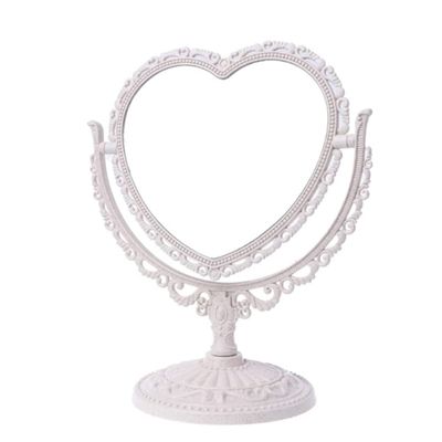 RUITASA Heart Shaped Cosmetic Mirror, Heart Shape Table Top Dressing Mirror, Double Sided Rotatable, Enlarged, Bathroom Bedroom Travel Mirror