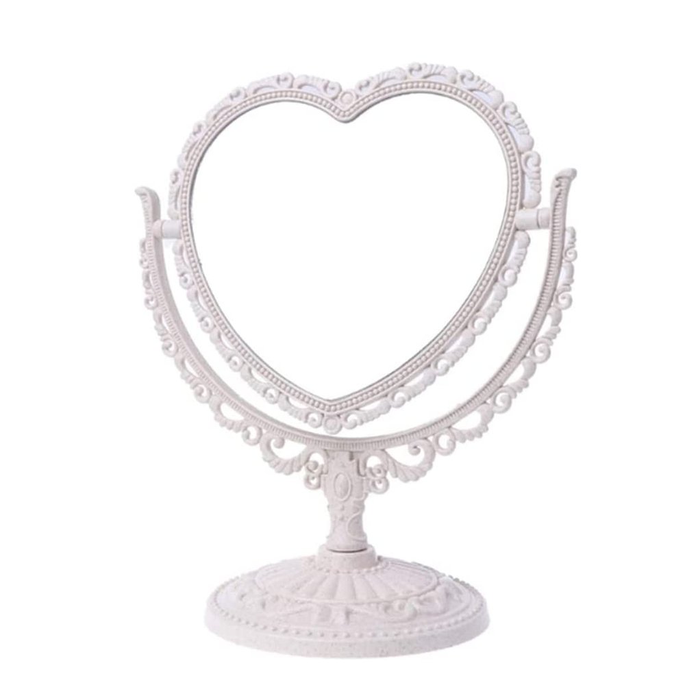 RUITASA Heart Shaped Cosmetic Mirror, Heart Shape Table Top Dressing Mirror, Double Sided Rotatable, Enlarged, Bathroom Bedroom Travel Mirror