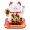 Fdit Lucky Cat, Solar Powered Welcoming Fortune Cat Adorable Waving Beckoning Lucky Cat Home Car Ornament(White) view 1