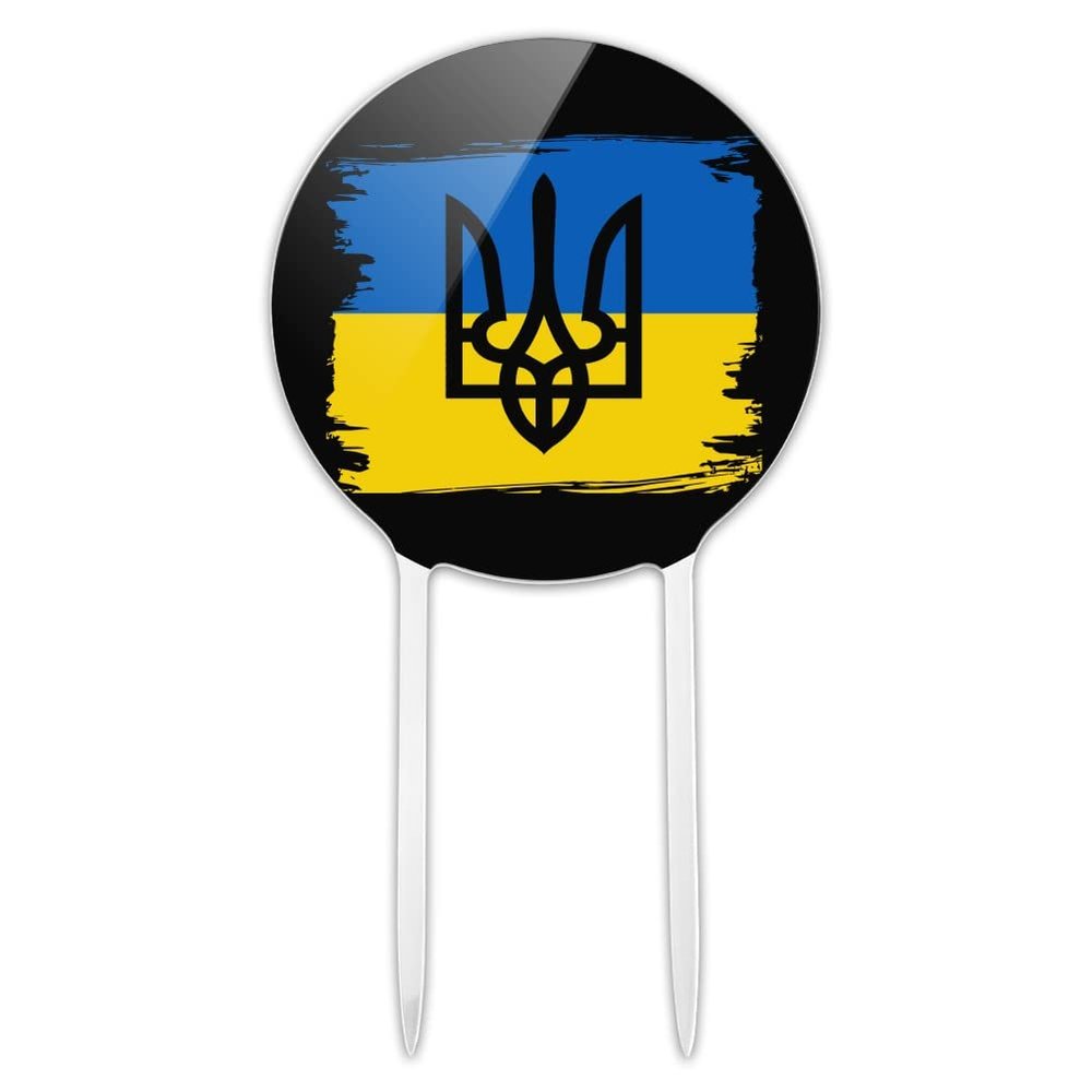 Acrylic Ukraine Coat of Arms Cake Topper Party Decoration for Wedding Anniversary Birthday Graduation