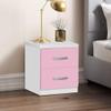 Better Home Products Cindy Faux Wood 2 Drawer Nightstand in Pink & White view 2