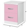Better Home Products Cindy Faux Wood 2 Drawer Nightstand in Pink & White view 3