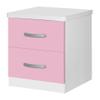 Better Home Products Cindy Faux Wood 2 Drawer Nightstand in Pink & White view 4