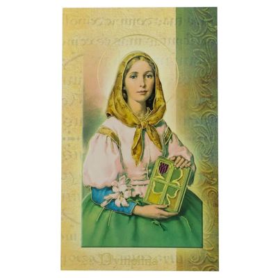 Saint Dymphna Prayer Card Pamphlet | Full Color with Gold-Tone Foil Accents | Patron Saint of Mental Illness Sufferers and Runaways | Includes Story of St. Dymphna and Prayer | Great Confirmation Gift