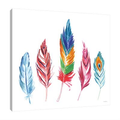 Jaxson Rea "Rainbow Feathers IV Gallery Wrapped Canvas by Farida Zaman, 32" x 24"