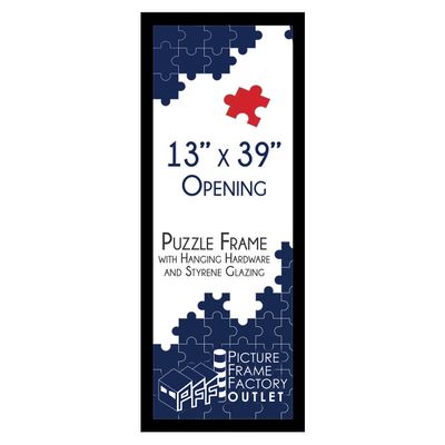 (1) -13x39-1.25" Flat Black Profile - Puzzle Frame - Hanging Hardware and Plexiglass Included