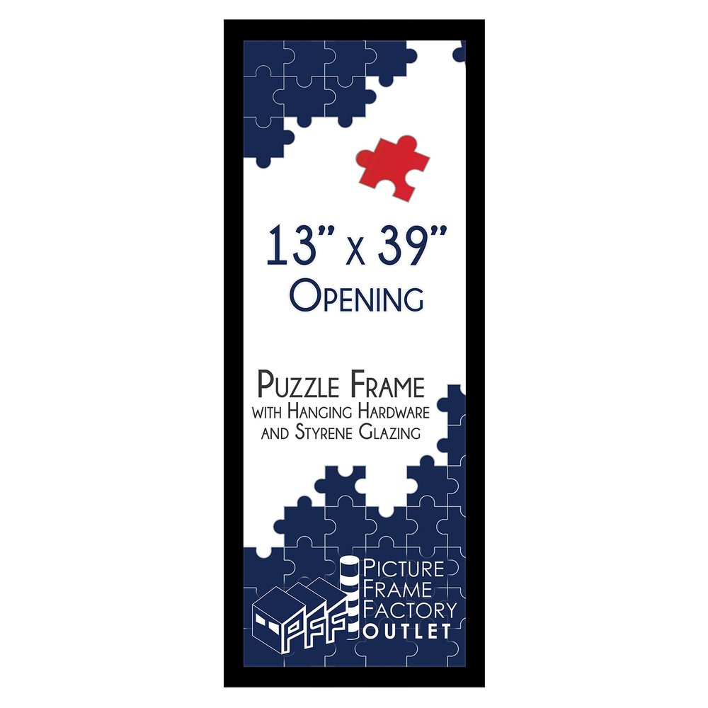 (1) -13x39-1.25" Flat Black Profile - Puzzle Frame - Hanging Hardware and Plexiglass Included