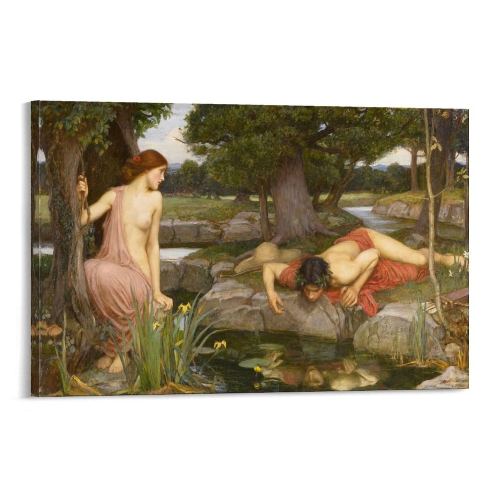 27 Masterpieces by John William Waterhouse - Echo and Narcissus Poster Decorative Painting Canvas Wall Art Living Room Posters Bedroom Painting 12x18inch(30x45cm)