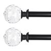 2 Pack 3/4 Inch Diameter Adjustable Curtain Metal Rod with Round Clear Acrylic Ball Finials86 to 120 InchBlack view 1