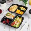 MUCHII 32 oz 3 Compartment Meal Prep Containers With Lids 20 Count To Go, Plastic Disposable Food Containers Microwave and Freezer Safe view 3