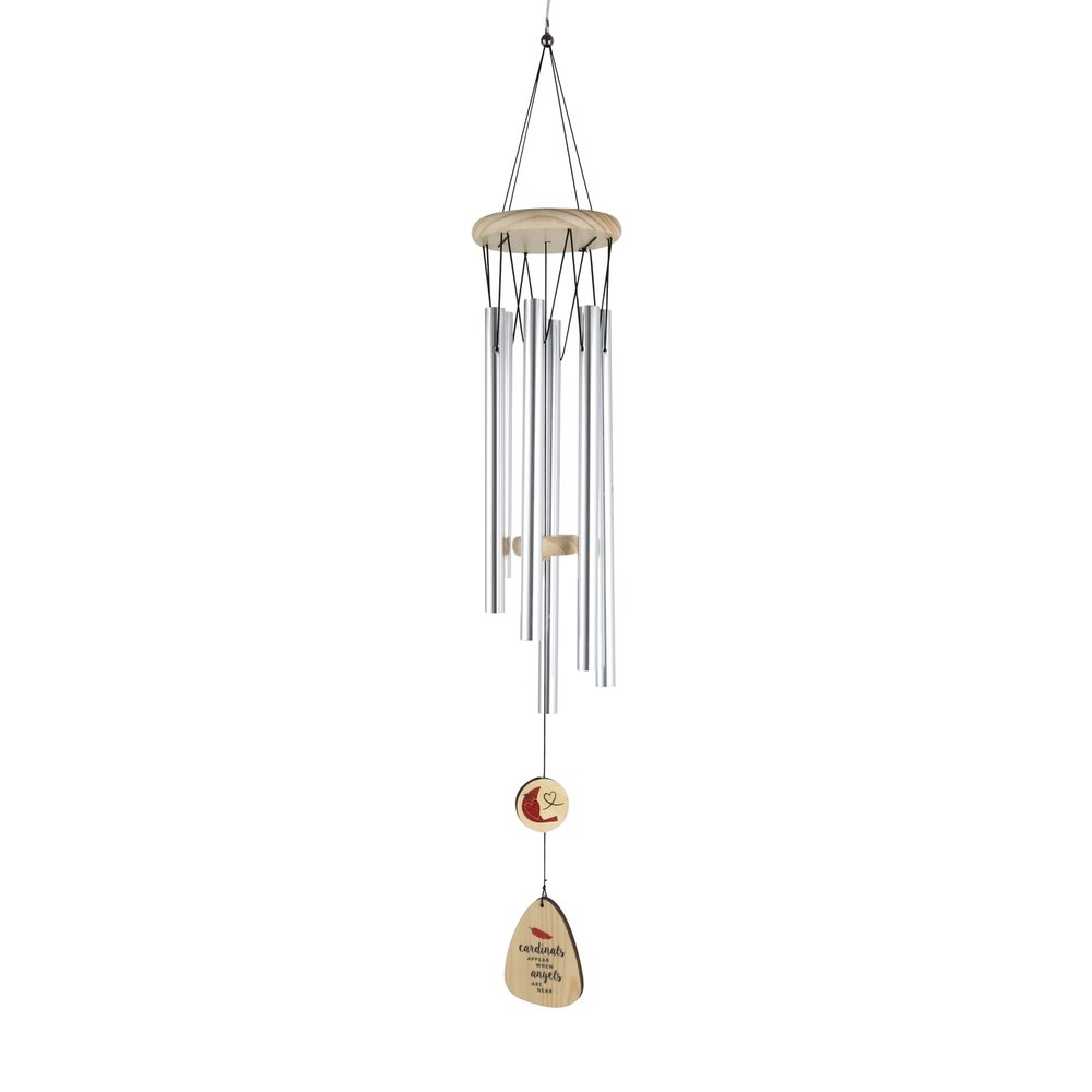 Enesco Izzy and Oliver Caring Cardinals Angels are Near Hanging Wind Chime, 31.5 Inch, Multicolor