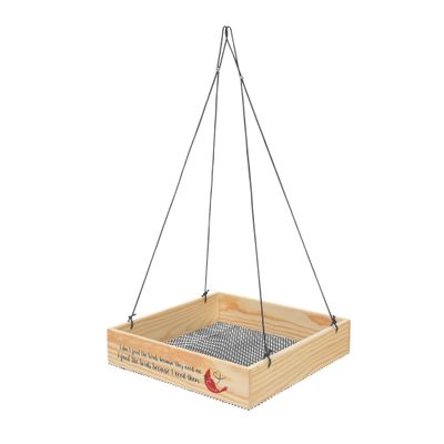 Enesco Izzy and Oliver Caring Cardinals Hanging Square Tray Bird Feeder, 9.8 by 9.8 Inch, Multicolor