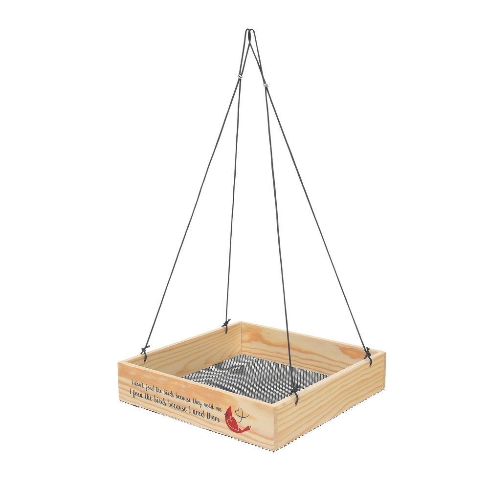 Enesco Izzy and Oliver Caring Cardinals Hanging Square Tray Bird Feeder, 9.8 by 9.8 Inch, Multicolor