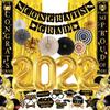 Huge Graduation Party Decorations 2022 - Pack of 63 | We Are So Proud Of You Banner with Graduation Photo Booth Props 2022 | Gold Foil Fringe and Paper Fans, Black and Gold Graduation Decorations 2022 view 1