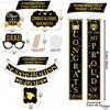 Huge Graduation Party Decorations 2022 - Pack of 63 | We Are So Proud Of You Banner with Graduation Photo Booth Props 2022 | Gold Foil Fringe and Paper Fans, Black and Gold Graduation Decorations 2022 view 4
