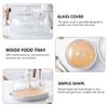 1 Set Cake Plate with Lid Glass Food Cover Wooden Cake Stand with Lid Transparent Glass Cake Dome for Dessert Fruit Storage Display view 4