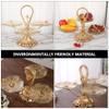 3 Tier Dessert Stands Fruit Plates Serving Tray Metal Gold Decorative Cupcake Stand Pastry Tier Stand Cake Stand Set with Double Layer for Cookies Cupcakes Pastries (Golden) view 4