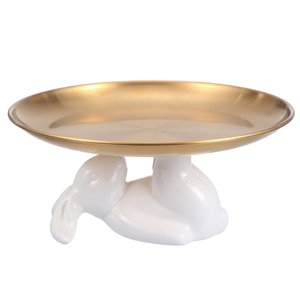 1Pcs Ceramic Bunny Candy Stand Easter Party Decoration Easter Bunny Dessert Display Stand Rabbit Cupcake Stand Tray for Wedding Birthday Party Easter Decor