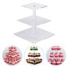3 Tier Square Cupcake Stand Clear Acrylic Cupcake Holder Tower Reusable Tiered Tray Decor Dessert Serving Platter for Birthday Baby Shower Party Supplies view 4