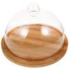 1 Set Glass Dome Cloche with Wooden Base Clear Glass Dessert Cake Plate Cheese Cloche Dome Multifunctional Serving Platter for Baker Baking Bakery Chef Cookie Pastries view 1