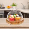 1 Set Glass Dome Cloche with Wooden Base Clear Glass Dessert Cake Plate Cheese Cloche Dome Multifunctional Serving Platter for Baker Baking Bakery Chef Cookie Pastries view 3