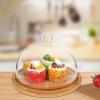 1 Set Glass Dome Cloche with Wooden Base Clear Glass Dessert Cake Plate Cheese Cloche Dome Multifunctional Serving Platter for Baker Baking Bakery Chef Cookie Pastries view 4