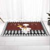 Bathroom Rug, Cartoon Chef with Gourmet in Kitchen Black And White Checkered Brown Bath Mat Non-Slip Water Absorbent Microfiber Soft Plush Shaggy Bath Rugs for Shower, Bedroom, Bathtubs 18" x 30" view 2